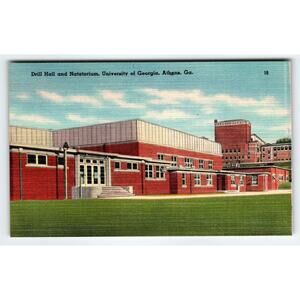 Linen Postcard Drill Hall & Natatorium University of Georgia Athens Ga